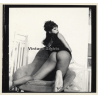 Semi Nude Dark-Skinned Female In Design Tulip Chair*6 (Vintage Contact Sheet Photo 1970s)