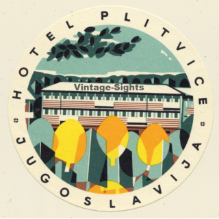 Croatia: Hotel Plitvice (Vintage Luggage Label)