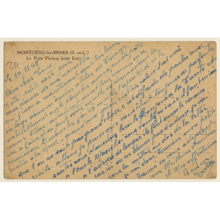 Montceau-Les-Mines / France: Le Puits Plichon / Charbonnage - Coal Mining (Vintage PC 1948)