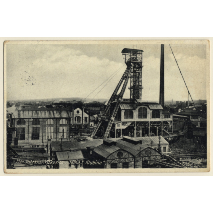 Ostrava-Vitkovice / Czech Republic: Jáma 'Hlubina' - Tiefbauschacht / Mining (Vintage PC 1930s)