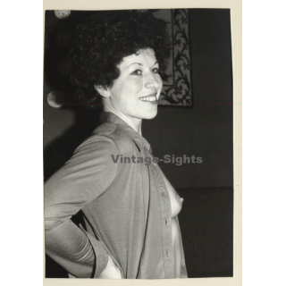 Semi Nude Darkhaired Female Flashing Breast (Vintage Photo GDR ~1980s)