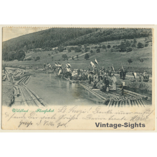Wildbad / Germany: Flossfahrt - Raft Ride (Vintage PC 1907)