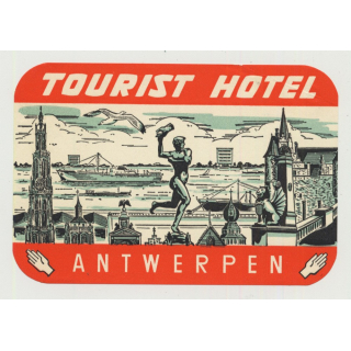 Tourist Hotel - Antwerpen / Belgium (Vintage Luggage Label)