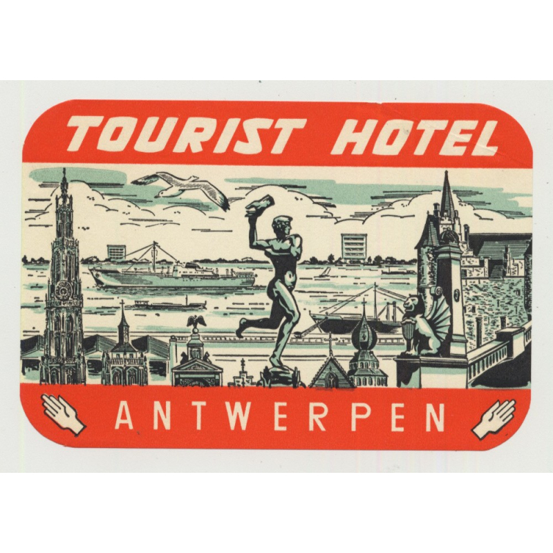 Tourist Hotel - Antwerpen / Belgium (Vintage Luggage Label)