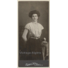 Rudolph Hahn / Berlin: Darkhaired Woman In Victorian Blouse*2 (Vintage Cabinet Card 1900s)