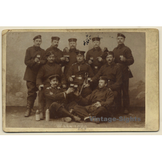 Wahn - Köln: German Soldiers Drinking Beer After Military Excercise (Vintage Cabinet Card 1898)