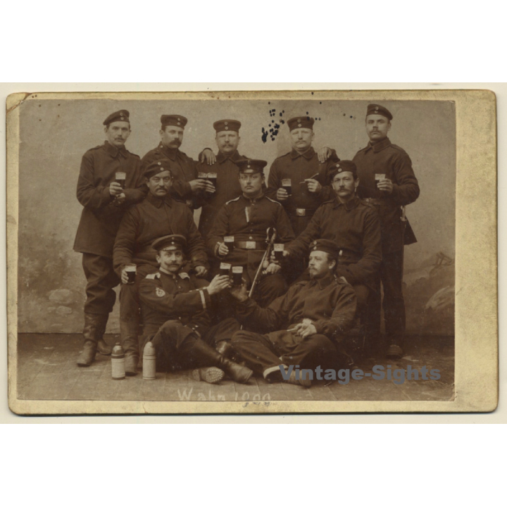 Wahn - Köln: German Soldiers Drinking Beer After Military Excercise (Vintage Cabinet Card 1898)