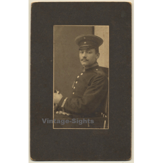R. Vollmar / Stuttgart: German Soldier In Uniform / Moustache (Vintage Cabinet Card 1900s/1910s)