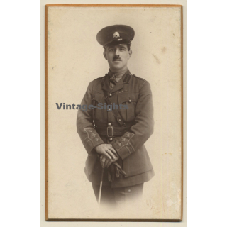 Unidentified German Soldier In Uniform (Vintage Cabinet Card 1900s/1910s)