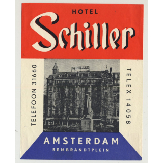 Hotel Schiller - Amsterdam / Netherlands (Vintage Luggage Label)