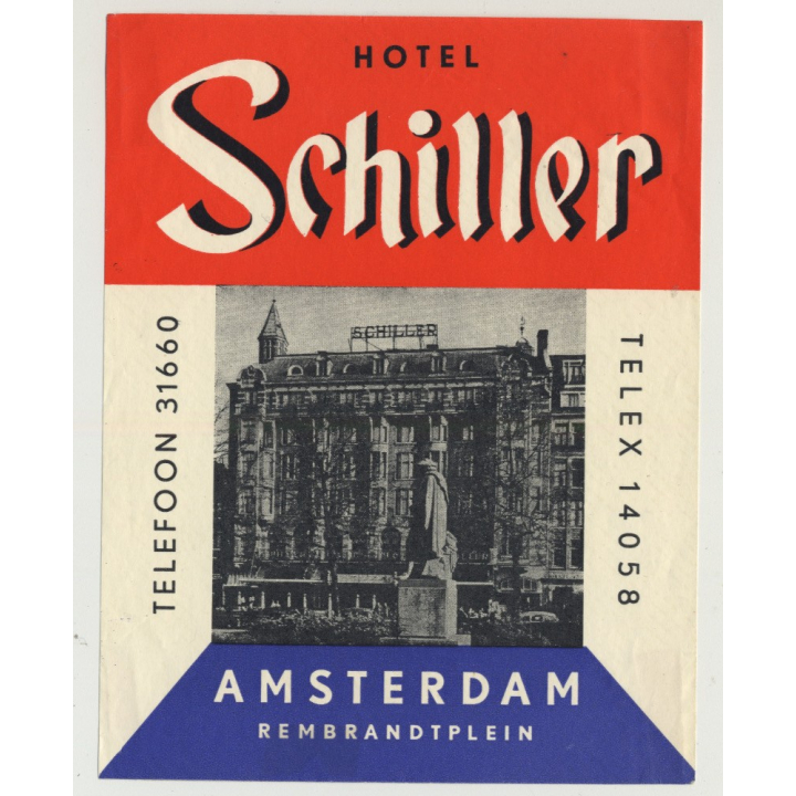 Hotel Schiller - Amsterdam / Netherlands (Vintage Luggage Label)
