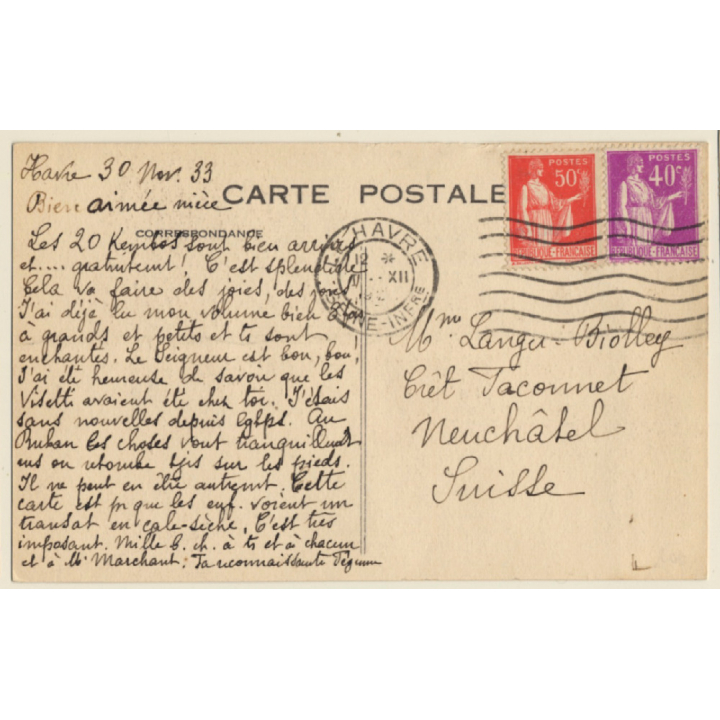 Le Havre: Transatlantique Dans La Nouvelle Cale Sèche / Steamer (Vintage PC 1933)