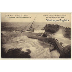 Saint Malo / Côte d'Émeraude: Naufrage Du 'Hilda' / Shipwreck (Vintage PC 1910s)