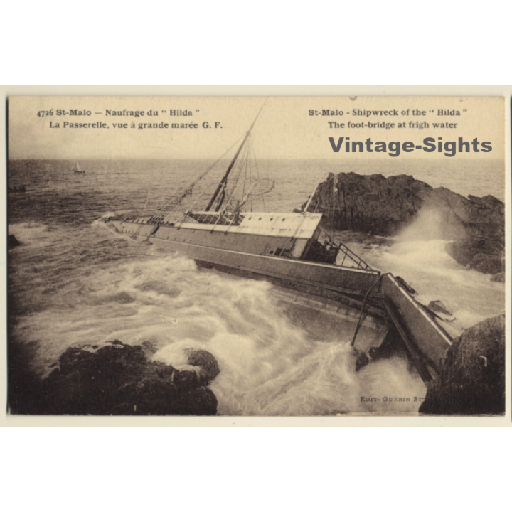 Saint Malo / Côte d'Émeraude: Naufrage Du 'Hilda' / Shipwreck (Vintage PC 1910s)