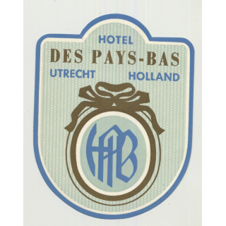 Hotel Das Pays-Bas - Utrecht / Netherlands (Vintage Luggage Label)