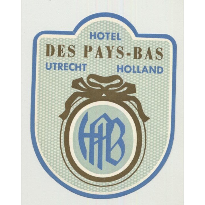 Hotel Das Pays-Bas - Utrecht / Netherlands (Vintage Luggage Label)