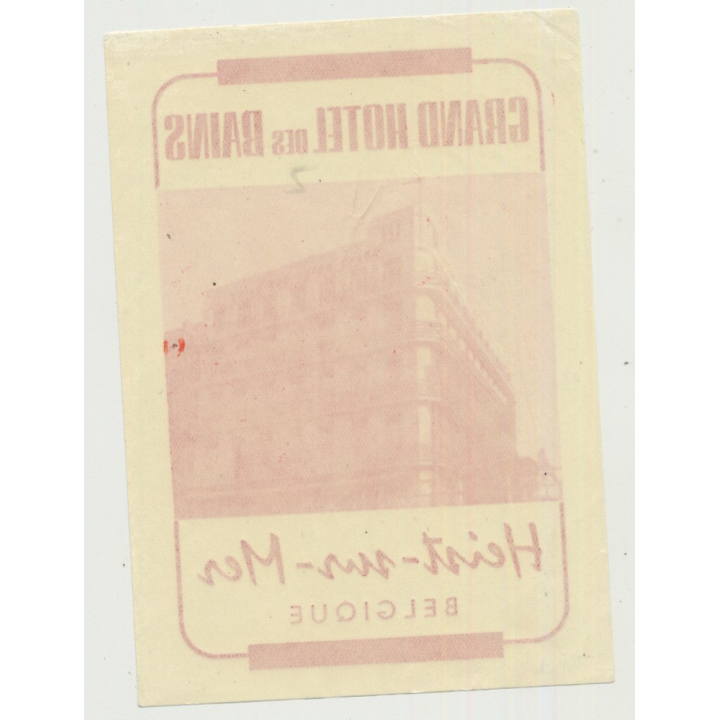 Grand Hotel Des Bains - Heist-sur-Mer / Belgium (Vintage Luggage Label)