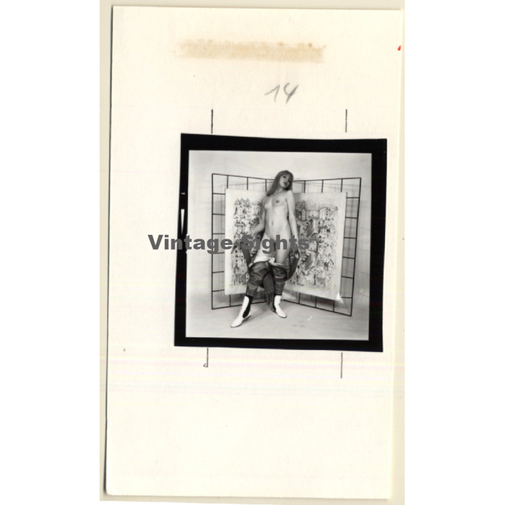 Blonde Semi Nude Undressing Herself*2 (Vintage Contact Sheet Photo 1970s/1980s)