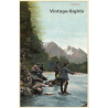 Fishing At River / Angeln Am Fluss (Vintage PC 1910s/1920s)