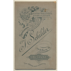 J.Schilder / Lausanne: Pretty Young Woman Wearing Victorian Blouse*2 (Vintage Carte De Visite / CDV ~1890s)