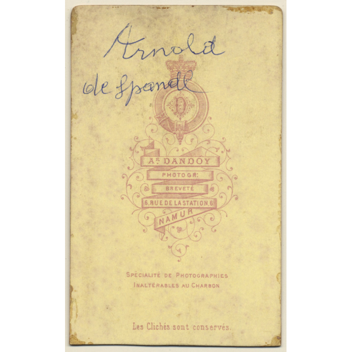 Armand Dandoy / Namur: Young Baron Arnold De Spandl (Vintage Carte De Visite / CDV ~1870s)