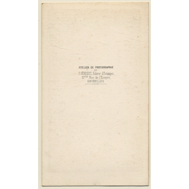 Géruzet Frères / Bruxelles: Portrait Of Man With Top Hat & Sideburns (Vintage CDV / Carte De Visite ~1870s)