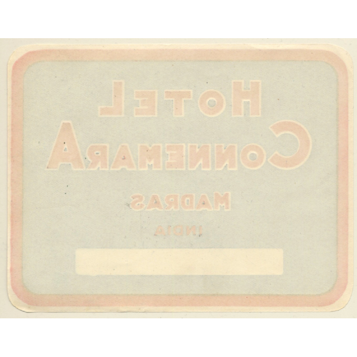 Madras / India: Hotel Connemara (Vintage Luggage Label)