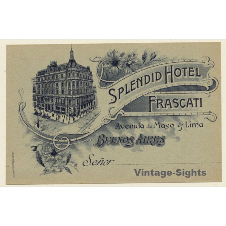 Buenos Aires / Argentina: Splendid Hotel Frascati (Vintage Luggage Label ~1920s)