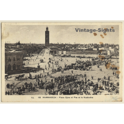 Marrakech / Morocco: Place Djma El Fna Et La Kououbia (Vintage PC 1936)