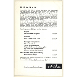 Ilse Werner Autogramm / Autograph (Vintage Signed Ariola PC 1950s)