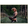 Slim Blonde Semi Nude Kneeling In Wineyard (Vintage Photo ~1990s)