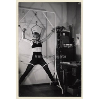 Blonde Maid In Spandex Leggings Tied In Rack / BDSM (2nd Gen. Photo B/W 1964)