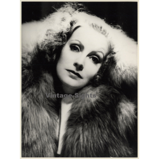 Great Take: Greta Garbo In Fur Coat (Vintage Press Photo 1970s/1980s)
