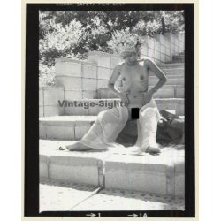 Pretty Indian Nude With Headdress & Scarf *16 (Vintage Contact Sheet Photo 1970s)