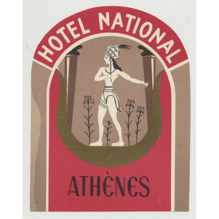 Hotel National - Athens / Greece (Vintage Luggage Label)
