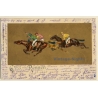 Gruss Vom Rennen / Jockeys - Pferde Im Galopp (Vintage PC 1903)