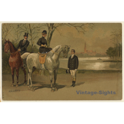 H.Lüders: Upper Society On Horses (Vintage Artist PC ~1900s)