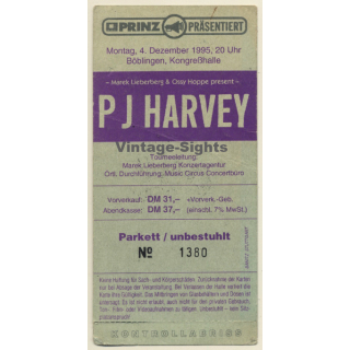 PJ Harvey - Böblingen Kongreßhalle 1995 / Concert Ticket - Cancelled (Vintage Memorabilia)