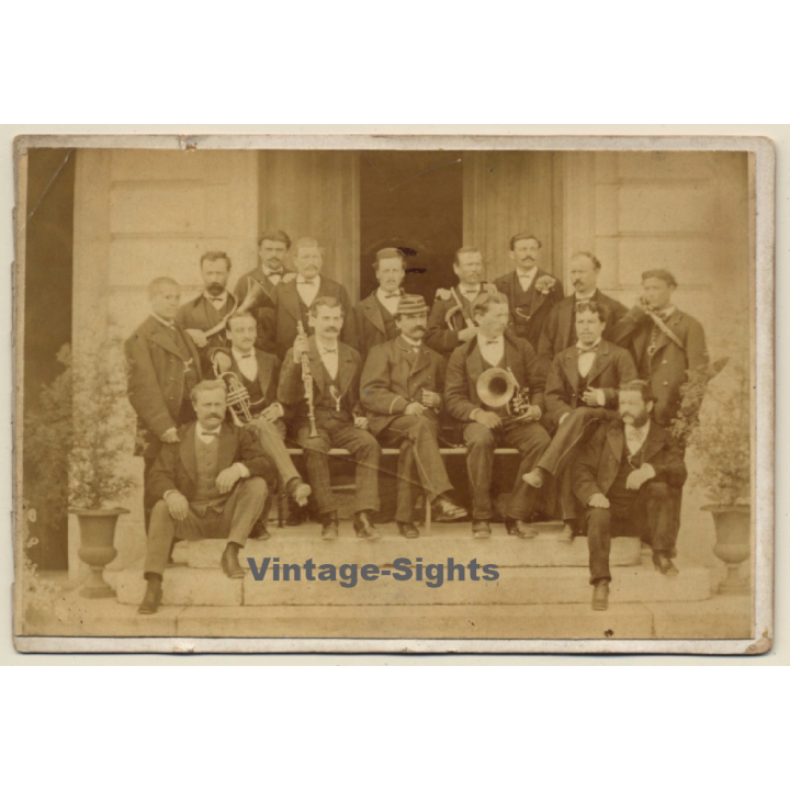 Desgranges / Voiron: Unidentified Group Of Musicians (Vintage Cabinet Card ~1870s)