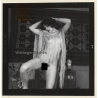Beautiful Semi Nude With Fancy Top*3 / Standing (Vintage Contact Sheet Photo 1970s)