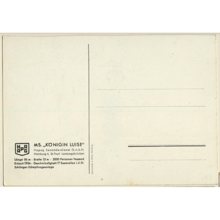 MS Königin Luise / Hapag Seebärdienst (Vintage PC 1930s)