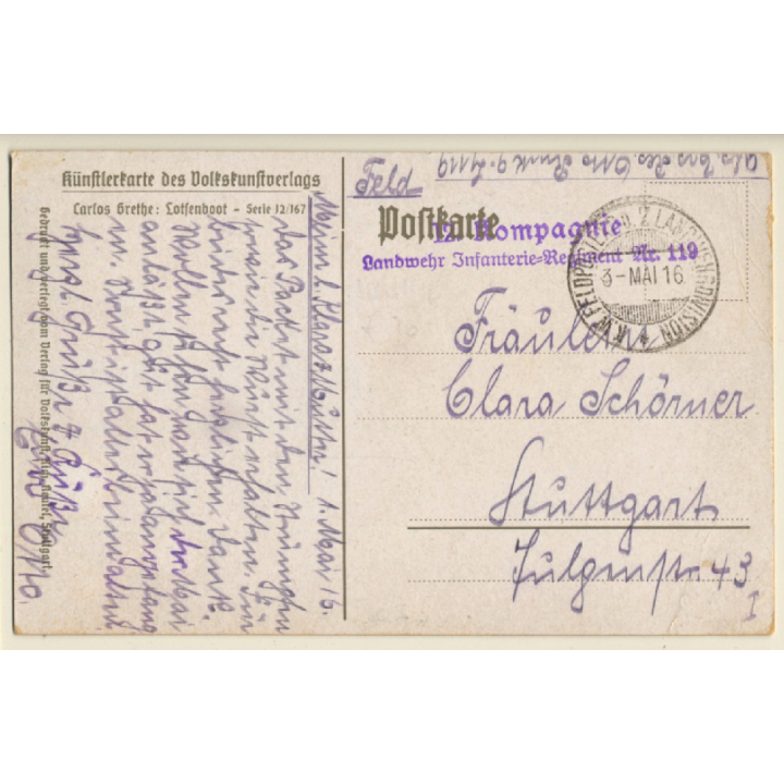 Carlos Grethe: Lotsenboot - Serie 12/167 / Pilot Boat (Vintage PC 1916)