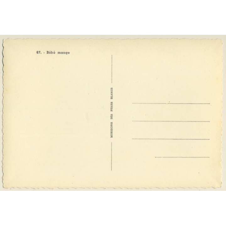 Mission De Pères Blancs: Bébé Mange / Native Baby Eating - Ethnic (Vintage PC ~1950s)