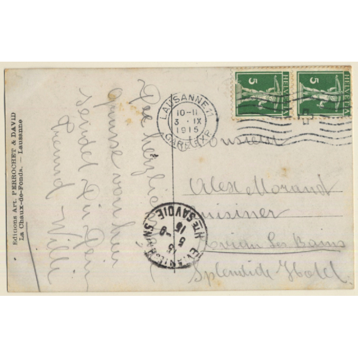 Lausanne / Schwitzerland: Gare Centrale - Train Station (Vintage RPPC 1915)