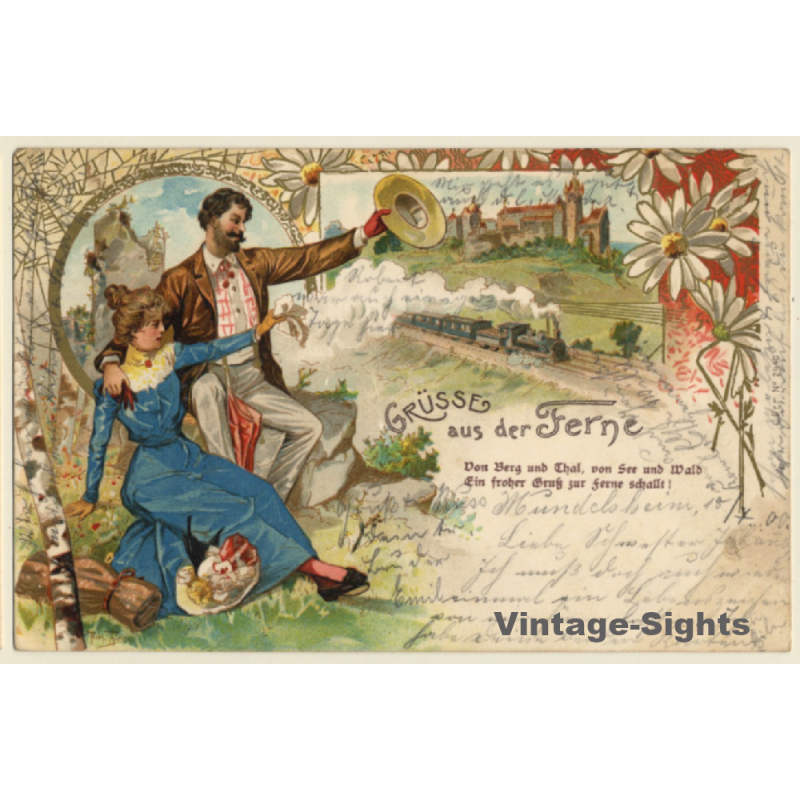 Grüsse Aus Der Ferne / Railway - Eisenbahn (Vintage Litho PC 1901)