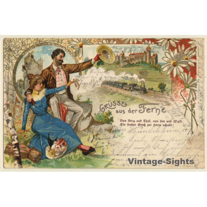 Grüsse Aus Der Ferne / Railway - Eisenbahn (Vintage Litho PC 1901)