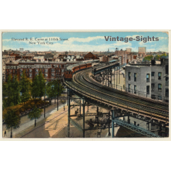New York City: Elevated R.R. Curve At 110th Street / Tramway (Vintage PC ~1910s)