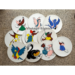 Disney: Cinderella Mice, Birds & Lucifer (10 Large Vintage Cinema Displays / Hangers ~1950s/1960s)