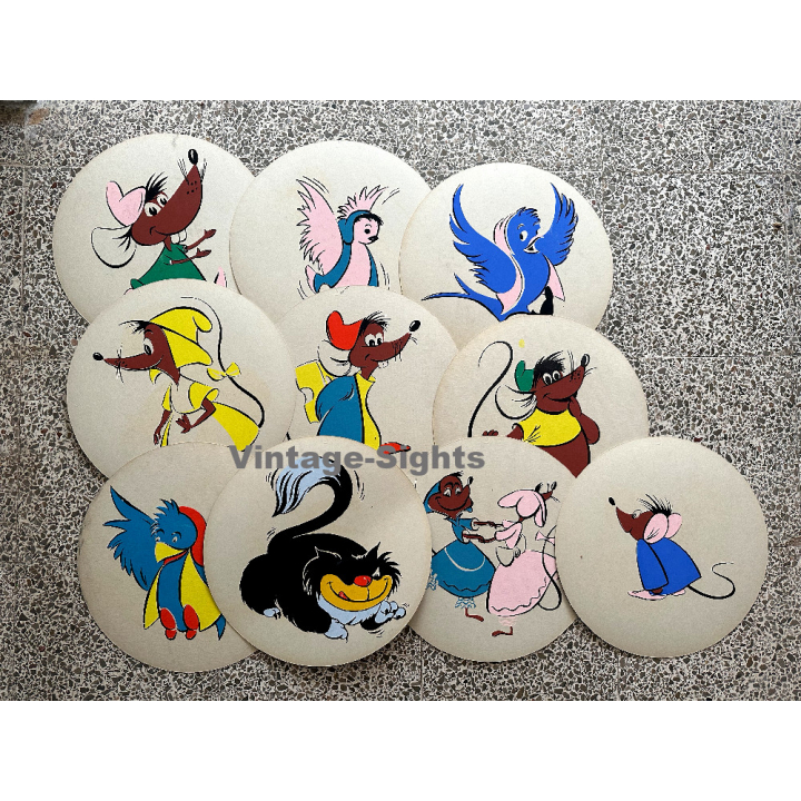 Disney: Cinderella Mice, Birds & Lucifer (10 Large Vintage Cinema Displays / Hangers ~1950s/1960s)