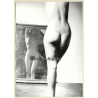 Artistic Nude Study: Nude Female In Front Of Mirror / Butt(Vintage Photo France B/W ~1980s)